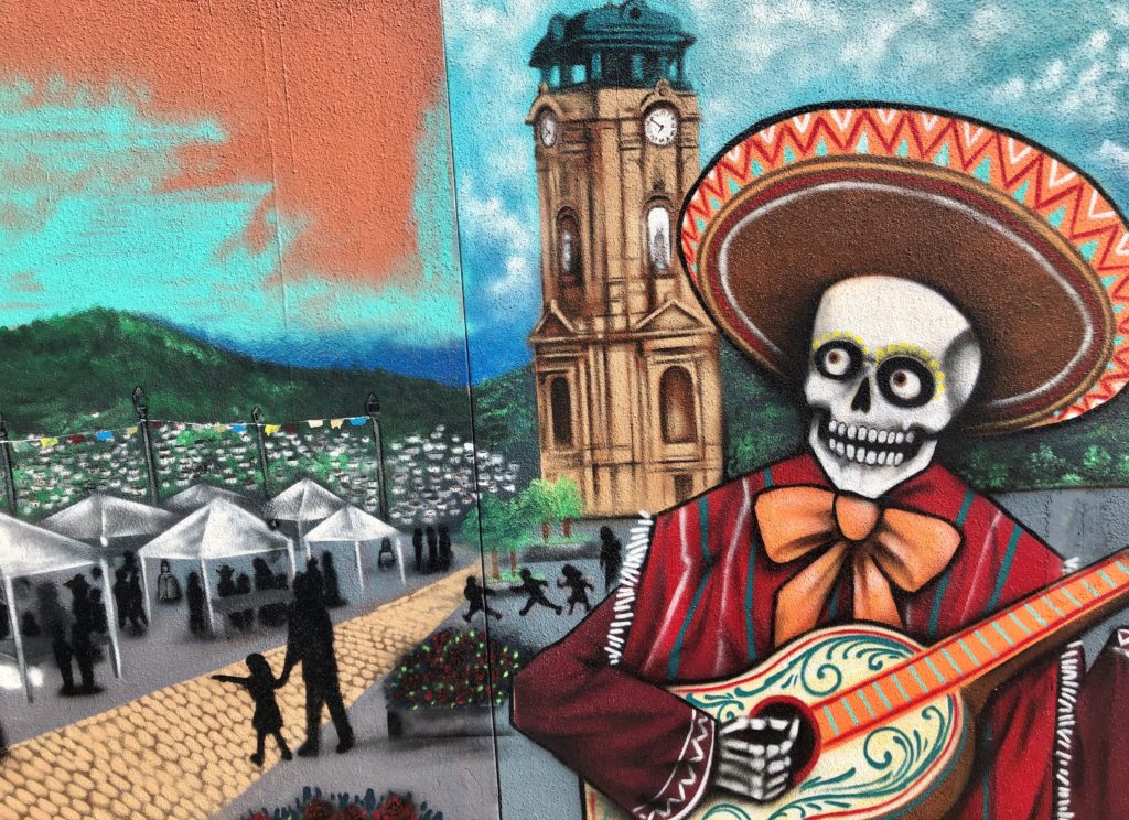 Dia de los Muertos mural on Magnolia Avenue in Fort Worth