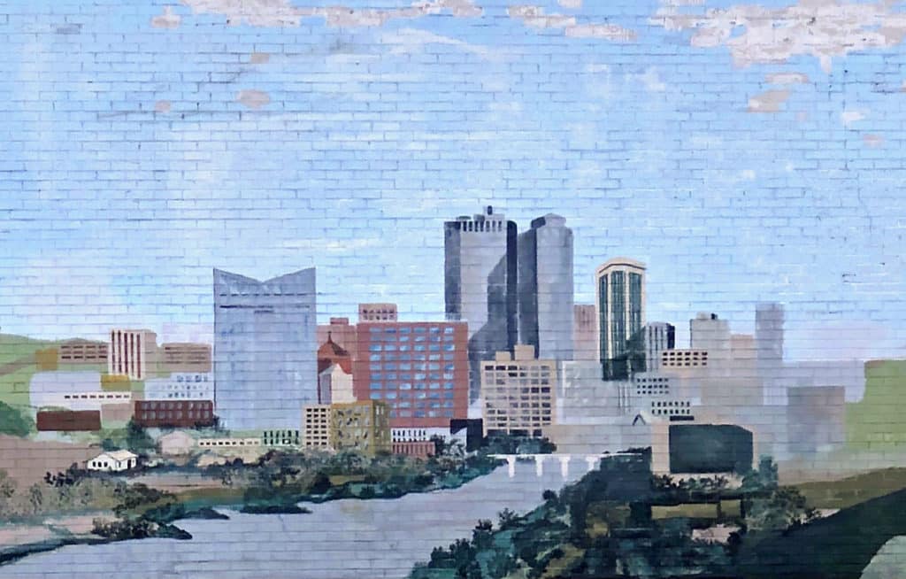 Fort Worth skyline mural on Vickery