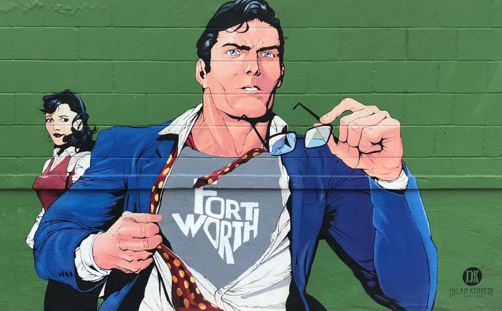 Superman Mural at University Car Wash in Fort Worth, Texas