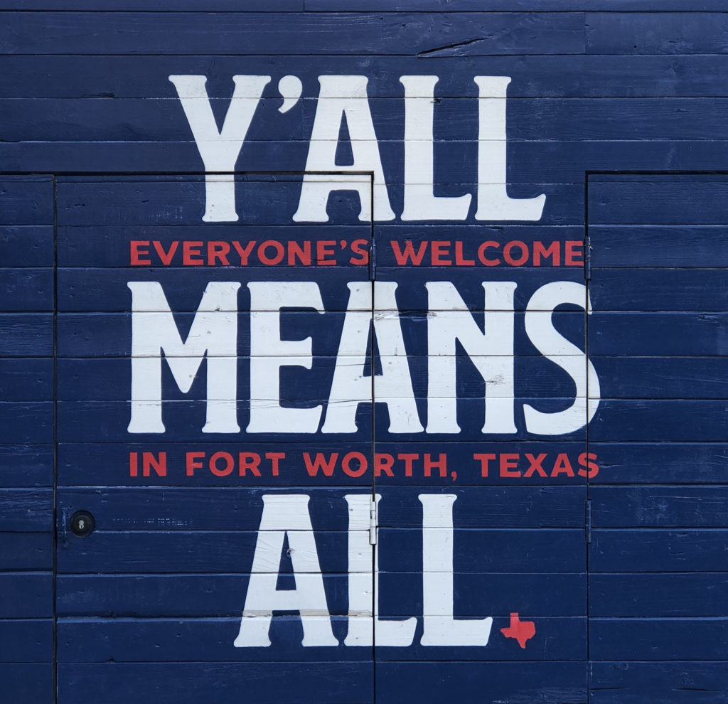 Y'all means Y'all mural at Fort Worth WestBend