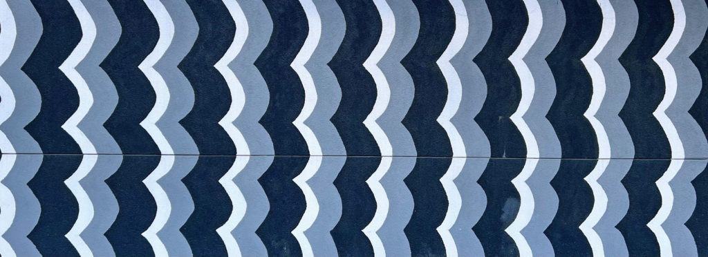 Waves in Black, Gray, and White mural by Timothy Harding on Magnolia Avenue in Fort Worth