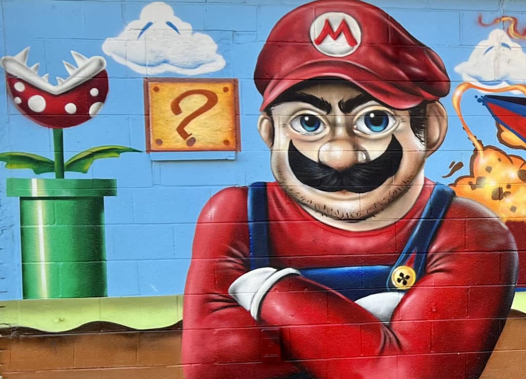 Mario mural at NW 21st and Lincoln Avenue Fort Worth