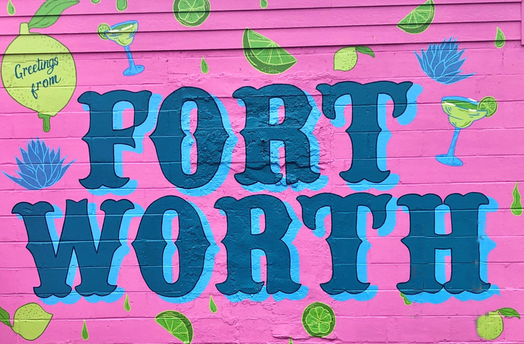 Pink mural 'Fort Worth' on North Main Street
