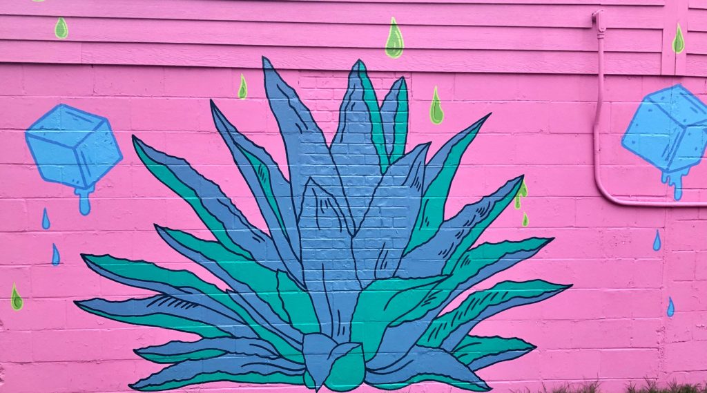 Mural of agave plant and ice on North Main in Fort Worth