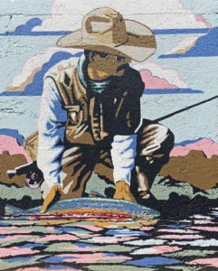 Trinity Trails 25 Trinity Trout mural - cowboy and fish